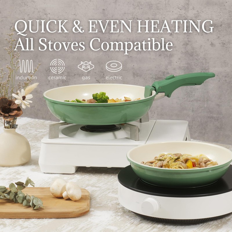 Ceramic Cookware Set Non Stick 8Pcs Pots and Pans Set