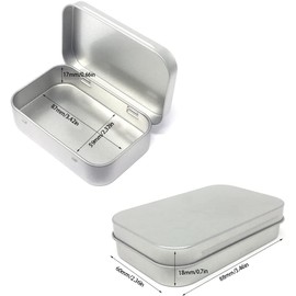 TSKDKIT 6 pieces stainless metal containers, small tin boxes, metal boxes, rectangular tins, metal bag, metal tin container with lid (9.5 x 6.2 x 2 cm)