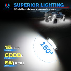 MICTUNING 2025 Upgraded Pure White Rock Lights Super Bright Underglow Lighting Kit - 180 LEDs 12 Pods Led Rock Light, Extensible Underbody Lights for Trucks ATV UTV Boat