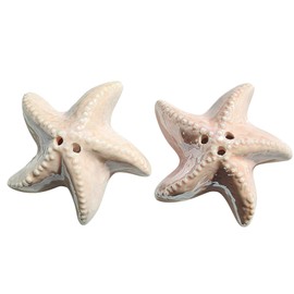Generic Starfish Ceramic Salt & Pepper Shaker Set, 2.5 inches by 2.5 inch by 1 inch, small, light coral