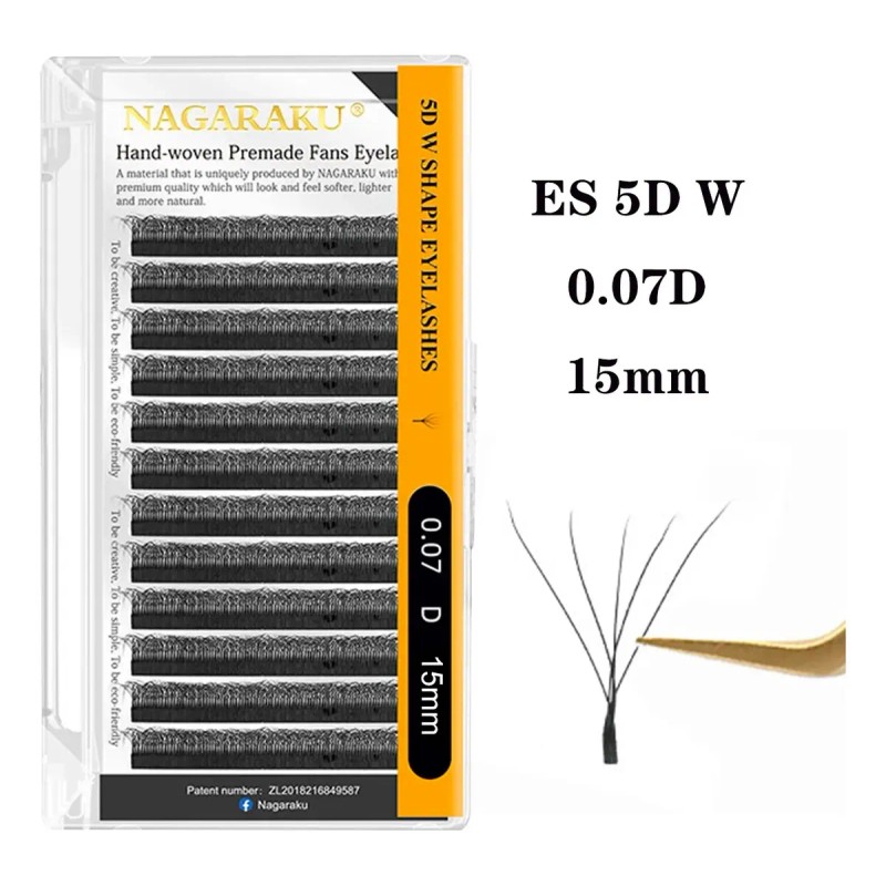 Nagaraku Extensiones De Pestañas 5d W Shape 8-15mm Mix