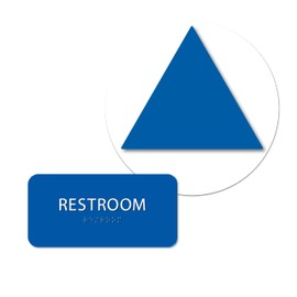 ALPHA DOG ADA SIGNS - Unisex Bathroom Sign Bundle for Business, Wall and Door Restroom Signs, ADA Compliant, Indoor or Outdoor, Easy Installation, Made in the USA - Blue
