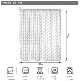 Riyidecor White and Grey Chevron Herringbone Shower Curtain for Bathroom 60Wx72H Inch Striped Geometric Simple Modern Classy Neutral Contemporary Dorm Decor Fabric Bathroom Set Polyester Waterproof