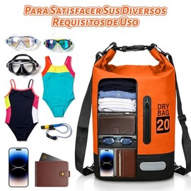 Bolsa Impermeable Seca 20L/30L/40L,Con Funda Impermeable Para Teléfono,Correa Larga Ajustable Para El Hombro,Bolsa de Agua para Playa, Kayak, Camping,