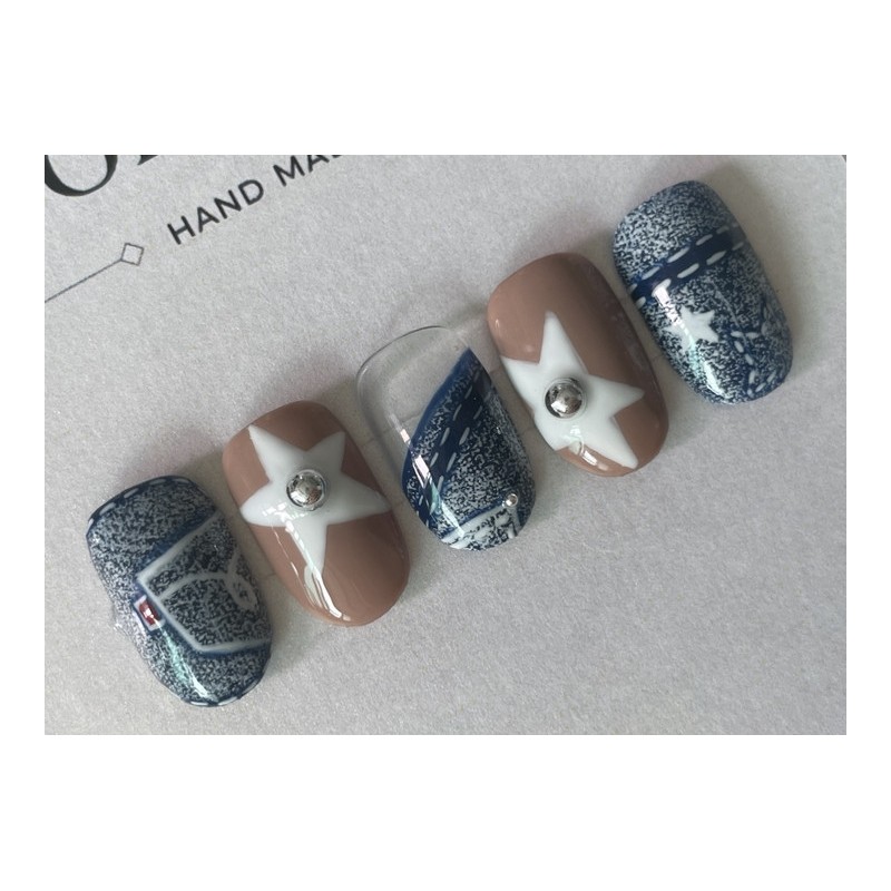 ⭐️ [Vintage Denim Star Nail] ⭐️ - Stiletto / ⭐️