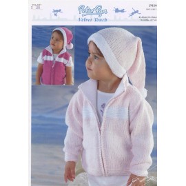 Peter Pan Knitting Pattern P939 Baby Child Hat, Gilet & Jacket 0-7yrs 16"-26"