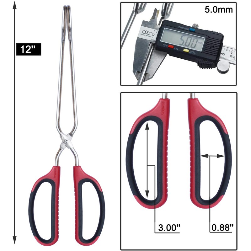 HINMAY Stainless Steel Scissor Tongs with Comfort-Grip Handle 12-Inch