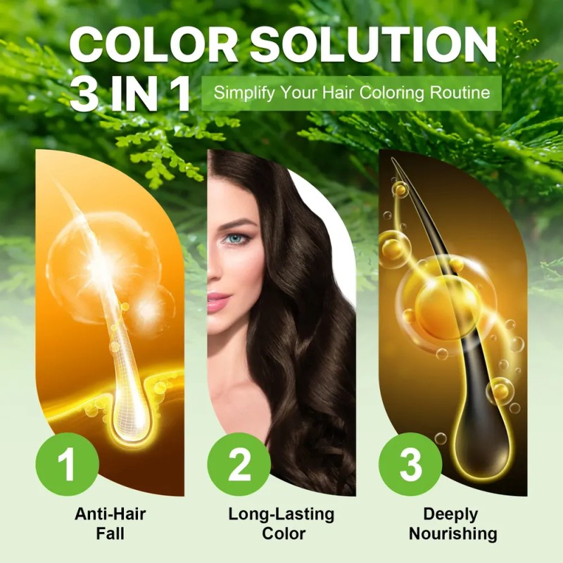 Shampoo Tinte 3en1 Cubre Cana Castaño Fácil Aplicar Duradero