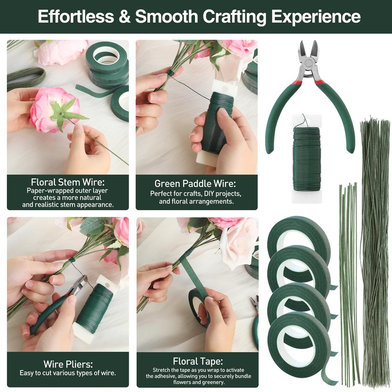 Floroom Floral Tape and Wire Kit with Cutter, 26 &