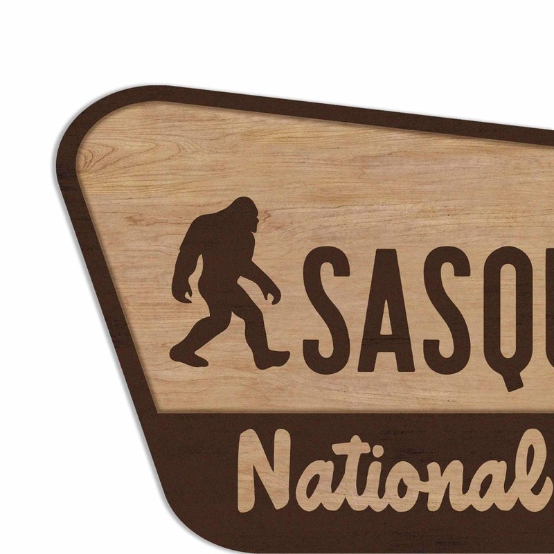 Sasquatch National Forest Wood Wall Decor – Rustic Bigfoot Sign
