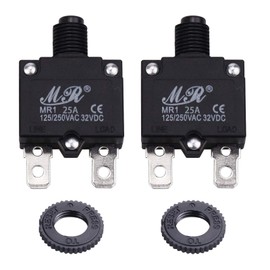 RKURCK 25 Amps Thermal Circuit Breakers, 125/250V AC 32V DC Push Button Manual Reset Overload Protector Circuit Breaker Switch 25A 5 Pack