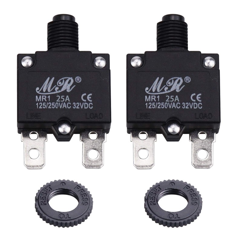 RKURCK 25 Amps Thermal Circuit Breakers, 125/250V AC 32V DC