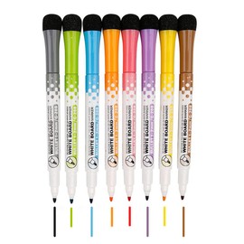 Samcos Dry Erase Board Marker, Magnetic Included, Fluorescent Marker Pen, Water-based, Drawing, Round Point, 0.08 inch (2 mm), Eraser Included, Writing on LED Signs, For Home and School (8)