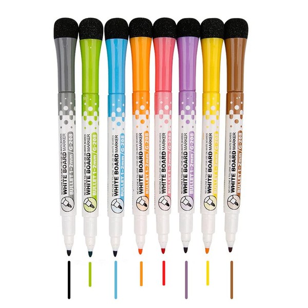 Samcos Dry Erase Board Marker, Magnetic Included, Fluorescent Marker Pen,