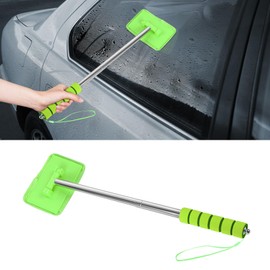 Hbxdeco Car Windshield Cleaning Tool, Car Windshield Window Cleaner, Auto Glass Wiper Tool with Extendable Handle & Reusable Microfiber Pad, Universal Vehicle Cleaning Car Accessories (Green)
