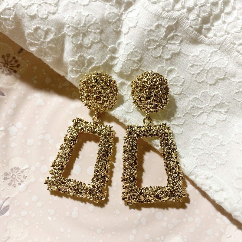 Doubnine Rectangle Geometric Metallic Earrings Indiana Boho Dangle Modern Earrings