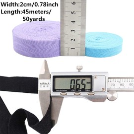 50 Yards Width 3/4inch Cotton Ribbon Herringbone Webbing Trim Fabric Twill Tape Tapestry for Bias Binding Gift Wrapping Wedding Embellishment Sewing Craft (White)