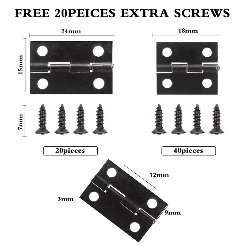 CVIUYO 60 Pieces Small Hinges for Crafts and Wooden Box,