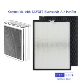 PUREBURG EverestAir-RF Replacement Filter Compatible with LEVOIT EverestAir Air Purifier,1-Pack H13 HEPA Activated Carbon 2-in-1 3-Stage Filtration Air Clean Dust Odor