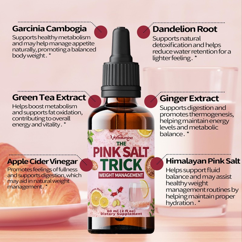 Vitalumina Pink Salt Trick Drops – Lemon Flavor – Convenient