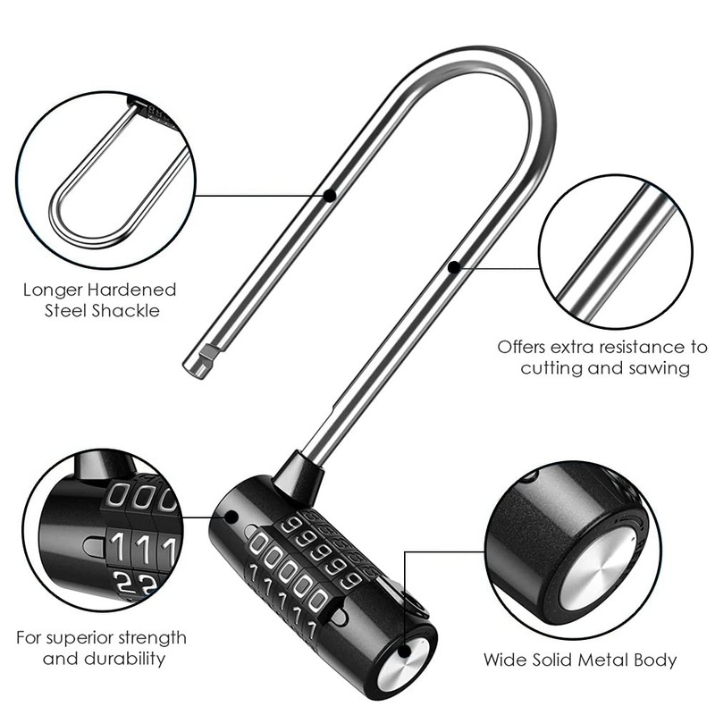 Combination Lock, 5 Digit Combination Padlock, 7mm Width Flexible Cable