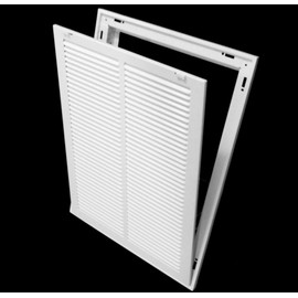 14" X 20" Steel Return Air Filter Grille for 1" Filter - Easy Plastic Tabs for Removable Face/Door - HVAC Duct Cover - Flat Stamped Face - White [Outer Dimensions: 15.75 X 21.75]