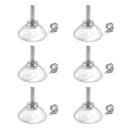 DANXQ Strong Transparent Clear PVC M6 Extended Thread Long Screw Suction Cup Hook with Nut, Diameter 4.4 cm, Screw Length 2.2 cm, 6 Pieces (Lock NUT)