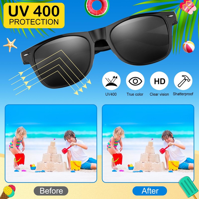 BOUBONI Kids Sunglasses Bulk Retro Party Favors for Wedding Beach