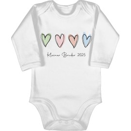 Shirtracer - Baby Bodysuit Long Sleeve Girl Boy - Little Brother 2025 I Little Brother I 2nd Pregnancy Announcement, 1 White, 6-12 months