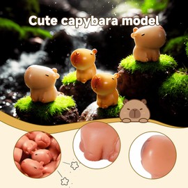 Lecqizu Mini Capybara Resin Statues, 60 Pieces, Decorative Animal Figurines for Desk, Garden, Outdoor Decor (Brown)