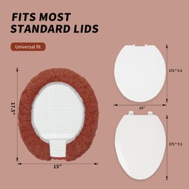 Baahrnom Luxury Soft Microfiber Toilet Lid Cover Machine Washable Solid Toilet Seat Cover 17.5" x 15" Adjustable Rubber Backing Fits Most 16-17.5" L x 14-16" W Round Oblong and Elongated Toilet Seat