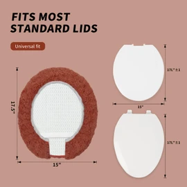 Baahrnom Luxury Soft Microfiber Toilet Lid Cover Machine Washable Solid Toilet Seat Cover 17.5" x 15" Adjustable Rubber Backing Fits Most 16-17.5" L x 14-16" W Round Oblong and Elongated Toilet Seat