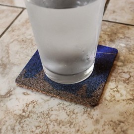 Skiing Ski Lift Symbol in Snow Low Profile Novelty Cork Coaster Set