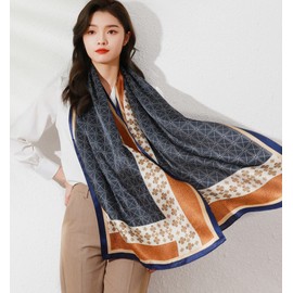 MEISEE - Bufanda larga 100% seda de morera para mujer, con protección solar oblonga, envolturas para el cuello, envolturas para el cabello con paquete de regalo, azul (Simple blue), 67*21in