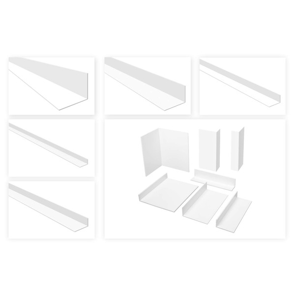 HEXIM Angle Profiles Unequiline White PVC Plastic Angle Selection Dimensions