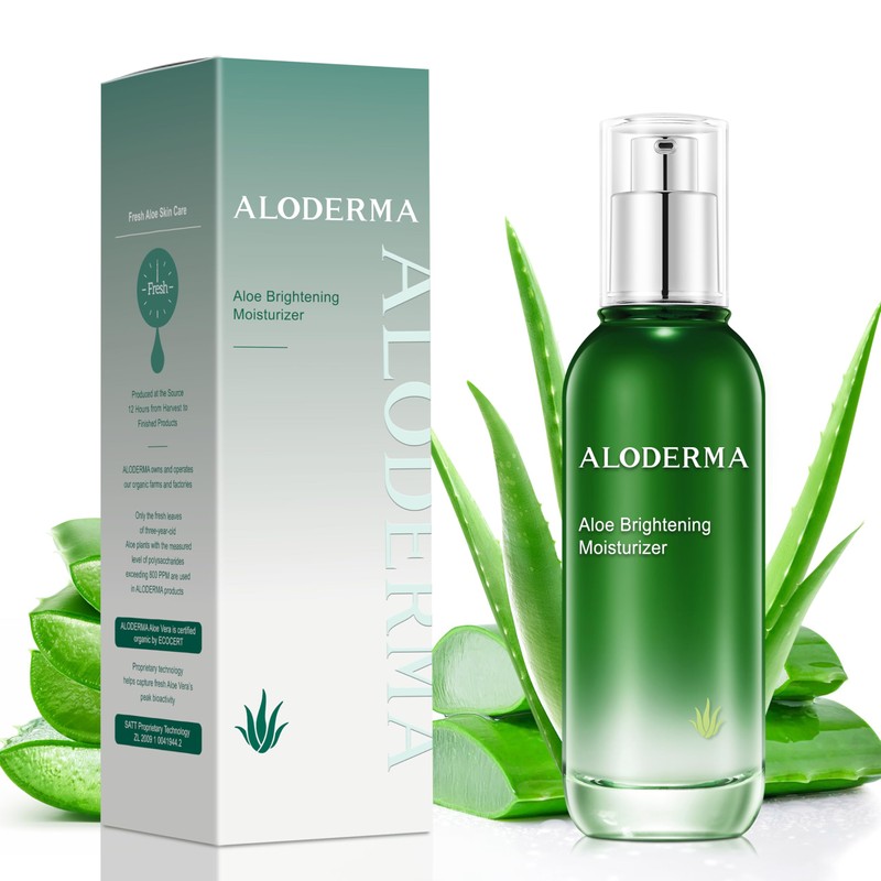 Aloderma- Hidratante facial iluminador con 75% de aloe vera orgánico:
