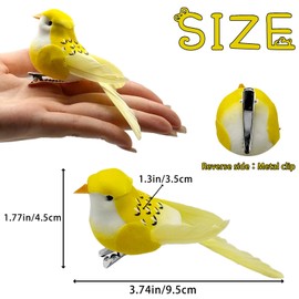 6 Pcs Artificial Birds Feathers Foam Birds Colorful with Clips for Wreaths Yard Patio Garden Crafts Christmas Tree Decoration