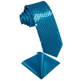 DiBanGu Red Tie Sequin Ties for Men Solid Color Skinny Tie and Pocket Square Set Wedding Party Formal Necktie