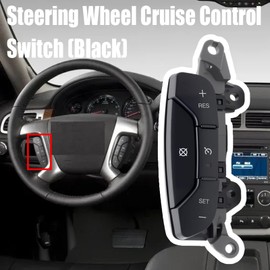 Black Steering Wheel Cruise Control Switch Replacement for D1957E 15819309 Compatible with Chevy 2007-2013 Silverado/Suburban/Tahoe/Avalanche & GMC 2008-2009 Sierra Denali/Escalade