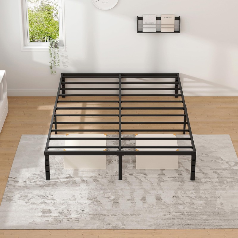 NEW JETO Metal Bed Frame,Full Size Bed Frame with Storage
