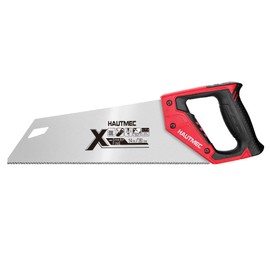 HAUTMEC 14" X-Sharp Compact Hand Saw for Cuts Comfort, Quality and Accuracy, Fine-Cut Handsaw with 12 TPI Triple-Ground Teeth and 1mm Thickened Large Blade, Bi-Material Ergonomic Handle – HT0295