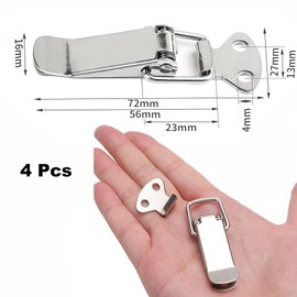 TOP-VIGOR 4Pcs Stainless Steel Tension Clasp, 57mm Lever Clasp Spring Loaded Toggle Latch Hasps, Catch Clamp Clip Cap Lock for Toolbox Drawer Chest Case Cabinet