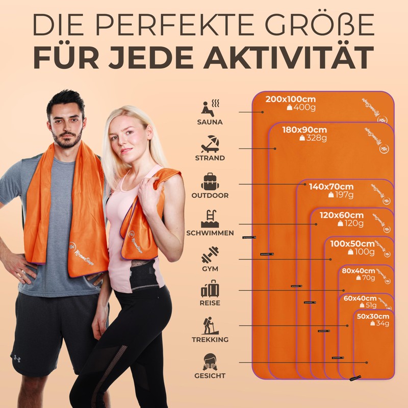 NirvanaShape® DAS Microfibre Travel Towel for Backpackers, Holidaymakers and Travellers,