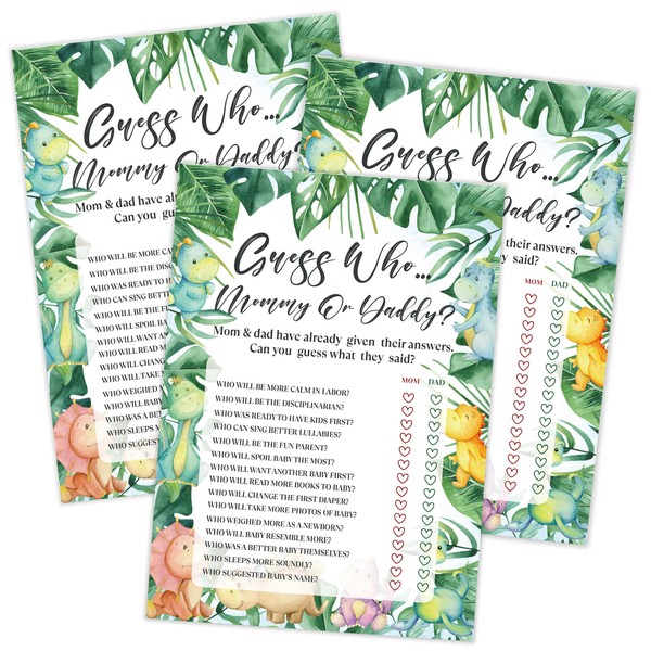 Qoqxjodd Dinosaur Guess Who Mommy or Daddy Game, Baby Shower