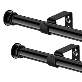 Curtain Rods 2 Pack Curtain Rods for Windows 30 to 88 Inch,5/8 inch Black Curtain Rod with Brackets for Bedroom Living room Kitchen
