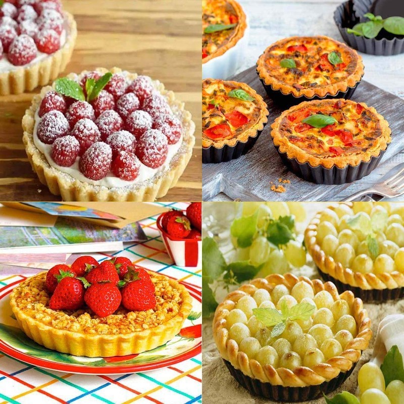 Emwel Tart Tins 6 Packs Tart Pans 4 inch Removable