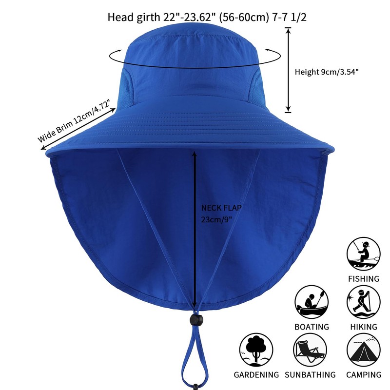 Home Prefer Outdoor UPF50+ Sun Hat Wide Brim Mesh Fishing