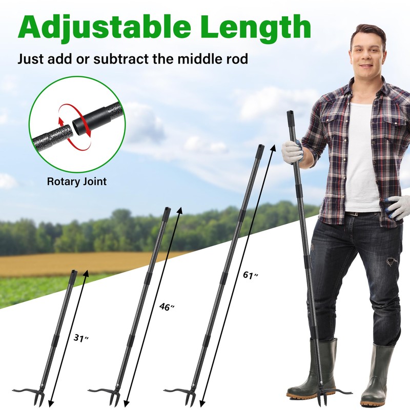LLARGUEST Weed Puller Tool, 61" Stand Up Heavy Duty Gardening