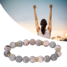 Women's Pink Agate Anxiety Relief Bracelet - Healing Calming Beaded Jewelry for Yoga Exercise, Gift for Stress Relief and Relaxation