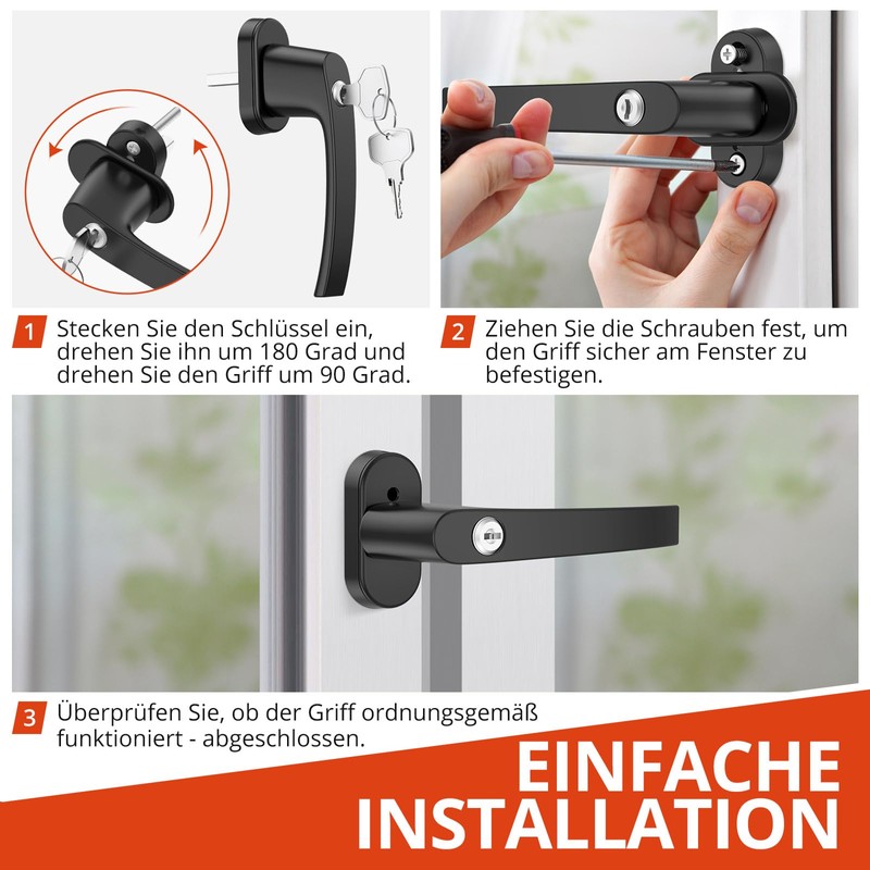 GETLITOOL Lockable Window Handles, 2-Piece Aluminium Window Lock with Keys,